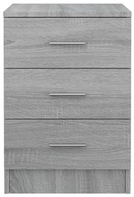 Comodini grigio sonoma 2 pz 38x35x56 cm in legno multistrato