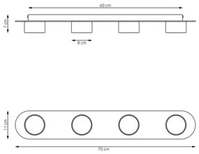 Plafoniera DIAZ 4xGX53/12W/230V nero/marrone
