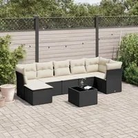 Set Divani da Giardino con Cuscini 8 pz Nero in Polyrattan 3217976