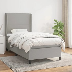 Giroletto A Molle Con Materasso Grigio Chiaro 90x190 Cm Tessuto /