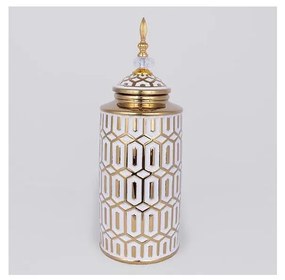 Vaso in ceramica 45,7x16,9 cm oro/bianco