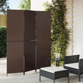 Divisorio Per Ambienti A 3 Pannelli Marrone İn Polyrattan /