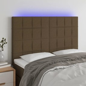 Testiera A Led Marrone Scuro 144x5x118/128 Cm İn Tessuto /