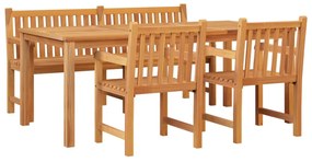 Set da pranzo per giardino 4 pz in legno massello di teak