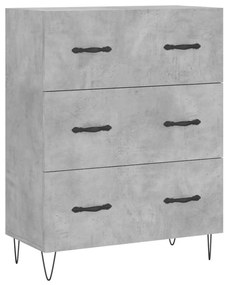 Credenza Grigio Cemento 69,5x34x180 cm in Legno Multistrato