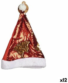 Cappello di Babbo Natale Paillettes Rosso Dorato 28 x 2 x 39 cm (12 Unità)