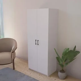 Armadio Guardaroba 74x45x182 Con Barra Appendiabiti Brando Bianco