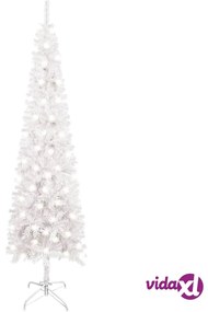 vidaXL Albero di Natale Sottile Preilluminato Bianco 120 cm