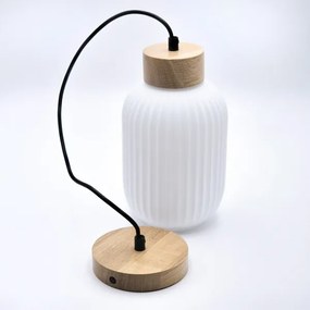 Lampadario a sospensione con filo HARMONY 1xE27/15W/230V diametro 14 cm bianco/quercia