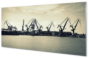 Quadro acrilico Fiume Crane del cantiere navale di pulita 100x50 cm