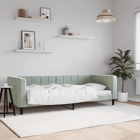 Letto Da Giorno Grigio Chiaro 80x200 Cm İn Velluto /