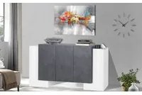 Credenza Pillon 170 2 Ante + 3 Ante Colore Bianco Lucido/Report