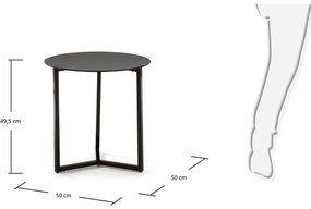 Kave Home - Tavolino Raeam in vetro temperato e acciaio finitura nera Ã˜ 50 cm