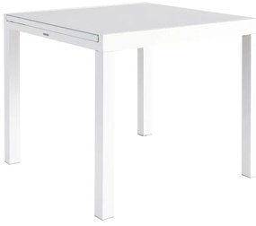 Tavolo allungabile da esterno quadrato in alluminio e vetro bianco 6 posti L da 90 a 160x90cm, Lyra II NATERIAL