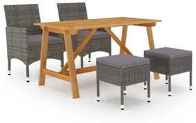 Set Mobili da Pranzo per Giardino 5 pz Grigio