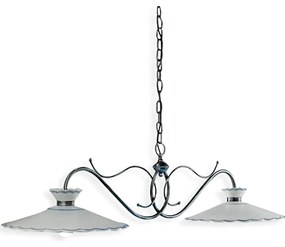 Lampadario Classico Ravenna Metallo E Ceramica Nero Sfumato Arg. 31Cm 2 Luci E27