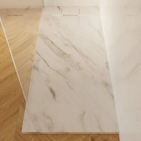Piatto doccia SENSEA in composito minerale di resina gelificata bianco L 80 x L 140 x H 3 cm