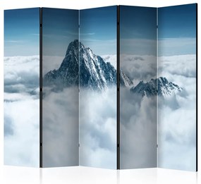 Paravento design Picco di montagna tra le nuvole II (5 parti) - Paesaggio roccioso