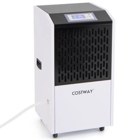 Costway Deumidificatore commerciale 118L con tubo di scarico, Deumidificatore per impieghi gravosi per spazi fino a 790㎡ Bianco