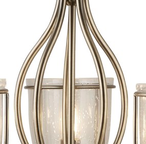 Lampadario Contemporaneo Silhouette Acciaio Ottone Vetro 5 Luci E14