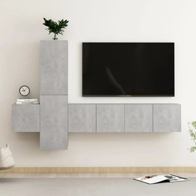 Set di mobili porta tv 5 pz grigio cemento in legno multistrato