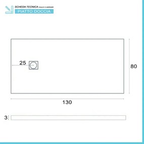 Piatto doccia filo pavimento Karen 80x130 in resina bianco pietra