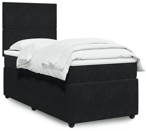 Giroletto A Molle Con Materasso Nero 80x200 Cm İn Velluto /