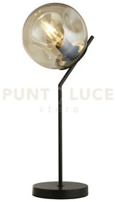 Lampada da tavolo punch - metallo nero e vetro perforato color cham...