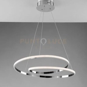 Sospensione in metallo e alluminio cromo lucido con led integrato c...