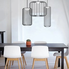 Lampadario Design Cage S nero, in metallo, D. 50 cm, LUMICOM