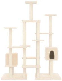 Albero per Gatti con Tiragraffi in Sisal Crema 145 cm