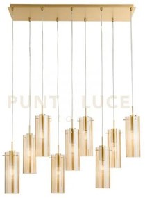 Lampadario a sospensione magic oro e ambra 9 luci attacco e27 90x30...