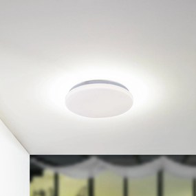 Lindby Plafoniera da esterno a LED Kirkola, 3000 K, Ø 34 cm, bianco