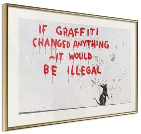 Poster  Banksy: If Graffiti Changed Anything  Cornice Quadri Cornice d'oro con passe-partout, Larghezza x Altezza Home decor 90x60