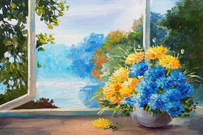 Carta da parati – Bouquet primaverile alla finestra