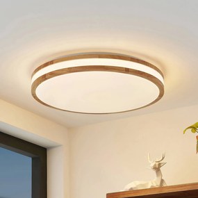 Plafoniera soffitto Emiva Lindby, dimmerabile, Legno chiaro, Soggiorno / Sala da pranzo, Legno, Moderno, Plafoniera