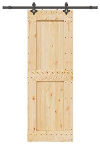 Porta Scorrevole Con Set Hardware 80x210 Cm Legno Massello Pino /