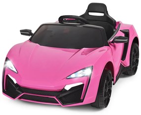 Costway Macchina elettrica per bambini 12V, Veicolo con telecomando 2,4g ammortizzatori partenza rallentata Rosa