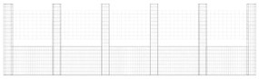 Gabbione a U con 6 Pali in Ferro 620x20x200 cm