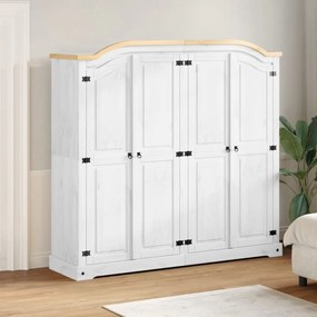 Armadio Corona Bianco 194x52x186 Cm İn Legno Massello Di Pino /