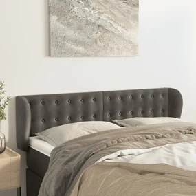 Testiera Ad Orecchio Grigio Scuro 147x23x78/88 Cm İn Velluto /