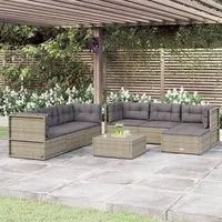 Set Divani da Giardino 7 pz con Cuscini in Polyrattan Grigiocod mxl 69472