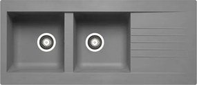 Lavello integrato 2 vasche in resina grigio DELINIA Scirocco L 50 x L 116 cm, reversibile