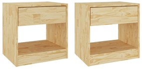 Comodini 2 pz 40x31x40 cm in legno massello di pino
