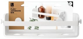 Mensola da bagno autoportante bianca in plastica riciclata Flex Adhesive - Umbra
