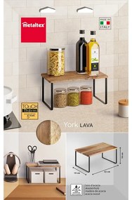 Ripiano aggiuntivo nero opaco/di colore naturale in legno 32x19 cm York – Metaltex