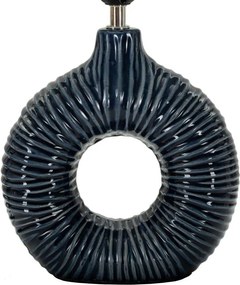 Lampada da tavolo blu in ceramica con paralume in tessuto (altezza totale 43 cm) Seta – Mauro Ferretti