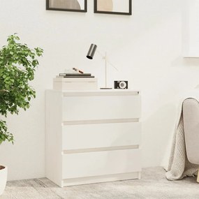 Comodino Bianco 60x36x64 Cm İn Legno Massello Di Pino /