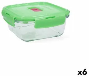 Porta pranzo Ermetico Luminarc Pure Box Holy Verde Vetro Quadrato 760 ml (6 Unità)