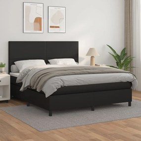 Giroletto A Molle Con Materasso Nero 160x200 Cm İn Similpelle /